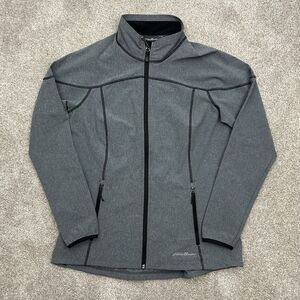 Eddie Bauer Women's Size M Softshell Stretch Full Zip Windbreaker Jacket Gray‎